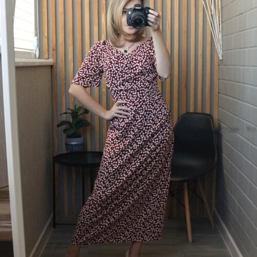 Sweet Female Flower Print Puff Sleeve Boho Beach Long Slim Summer Dress Women 2021 New Korean Vintage Party Dress Vestidos Robe