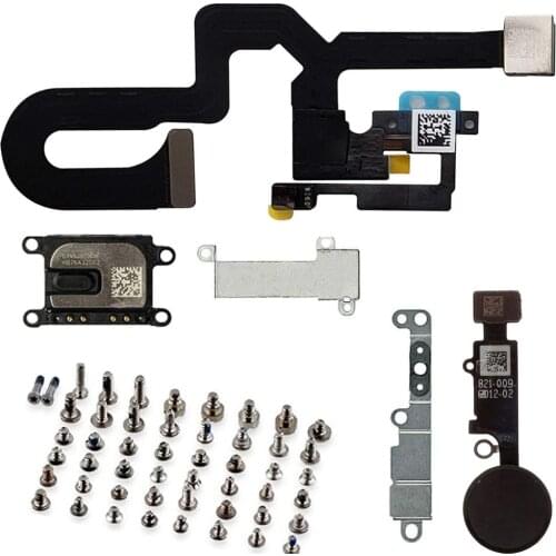 LCD parts For iPhone 7 7P 8 8 Plus Front Camera home button key Flex cable Ear Speaker with metal bracket + full set screws
