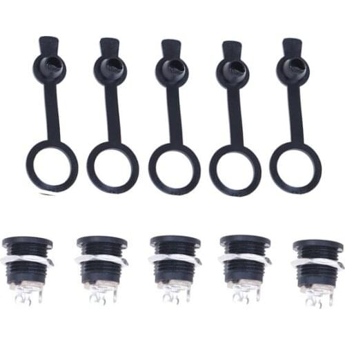 1set DC 5.5*2.1 / 5.5*2.5mm DC Power Socket/ DC Connector Panel Mounting With Waterproof Cap