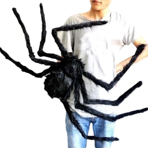 Super big plush spider made of wire and plush black and multicolour style for party or halloween decorations 1Pcs