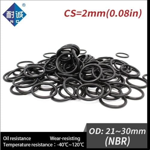 10PCS/lot Rubber Black NBR CS2mm OD21/22/23/24/25/26/27/28/29/30mm O Ring Gasket Oil resistant waterproof