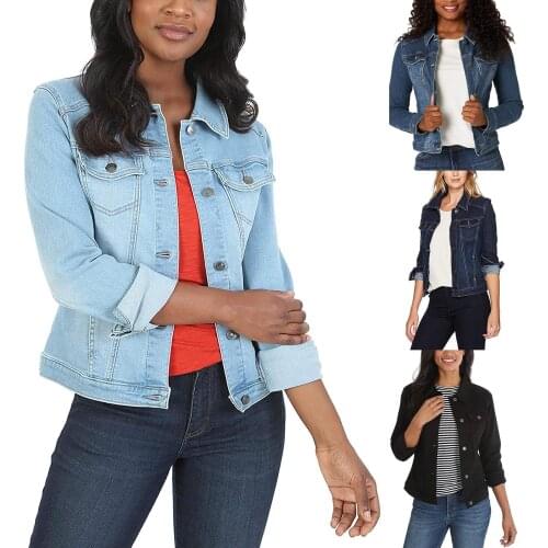2021 Style All-match Denim Fashion Womens Jacket Womens Casual Long Sleeve Cardigan Jacket Lady Coat Jumper Slim Coat Short#G30
