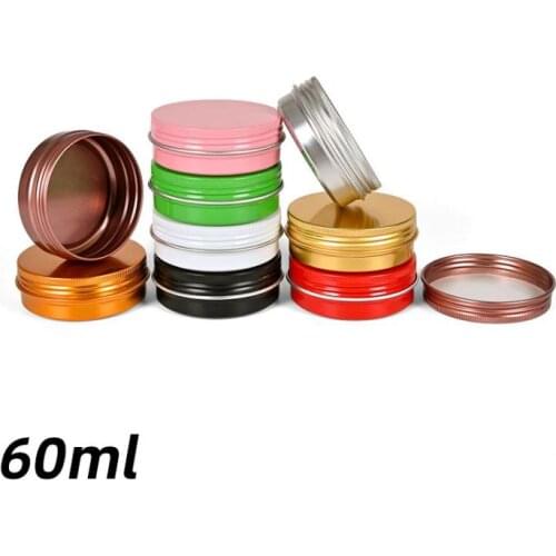 2oz 60ml 60g Multi-Colored Round Aluminum Cans Screw Lid Metal Tins Jars Empty Slip Slide Containers FREE SHIPPING SN349