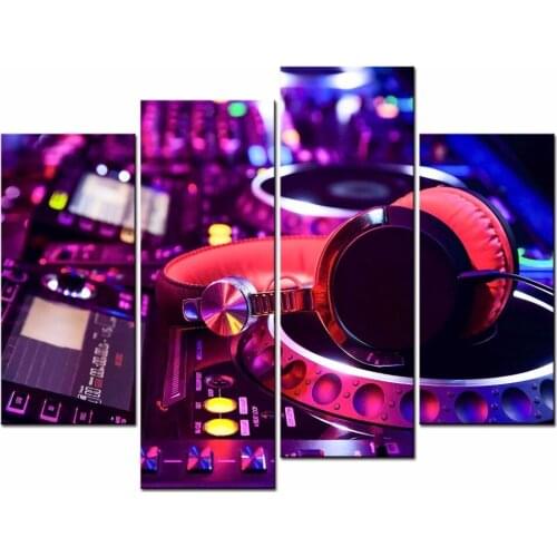 No Framed 4 Pcs Colorful Headphones Forms Music Wall Art Canvas Posters Pictures Paintings Home Decor for Living Room Decoration