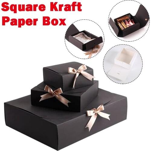 5PCS Paper Gift Box with Ribbons Birthday Valentines Day Candy Cookie Cloth T-Shirt Scarf Wrapping Pack Boxes Wedding Event