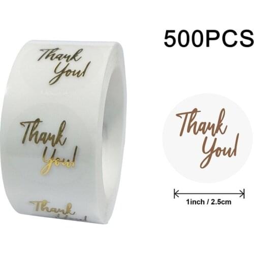 500pcs Labels 1inch Clear Gold Foil Thank You Stickers For Wedding Pretty Gift Cards Envelope Sealing Label Stickers