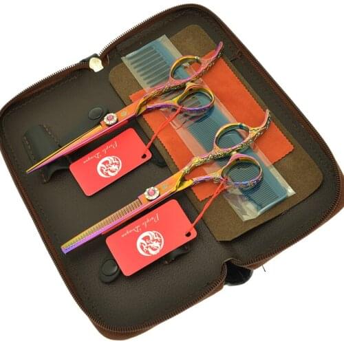 6.0" Purple Dragon Barber Hair Cutting Scissors Japan 440c Salon Hairdressing Hair Scissors Hair Stylist Thinning Shears A0114B