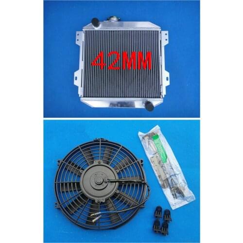 Aluminum radiator + fan for Ford Capri MK1 MK2 MK3 Kent 1.3L 1.6L/2.0 Essex/Escort 1.6