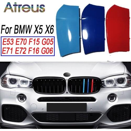 Atreus 3pcs ABS Car Racing Grille Strip Trim Clip For BMW X5 E53 E70 F15 G05 X6 E71 E72 F16 G06 M Power Auto Sticker Accessories
