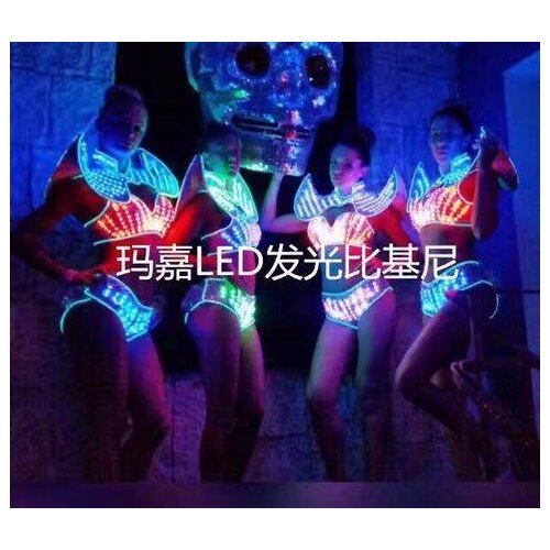 Free shipping RGB Sexy women led Bikini/ 2 ZONES LED Light suits / nightclub LED suit Costume