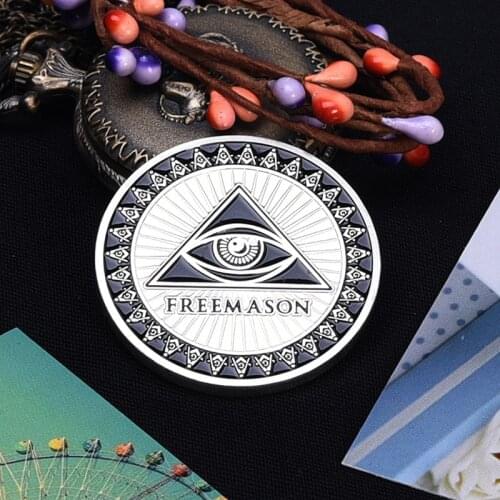 Free and Accepted Masons Silver Plated Coin 1 oz Masonic Symbols Bullion&Coins Collections Souvenir Gifts