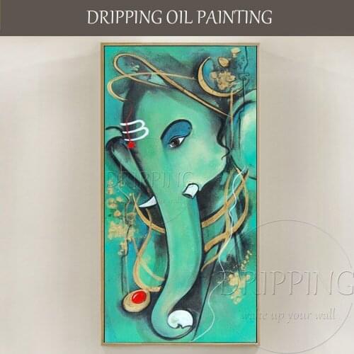 Big Size Hand-painted High Quality Abstract Ganesh Oil Painting for Wall Decor Picture Handmade Ganesh Pictures Oil Painting