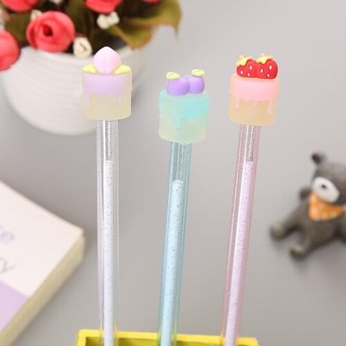 1 Piece cute kawaii Korean Creative Lovely Fruit Cake Office School Gel Pen Stationery sweet pretty Strawberry
