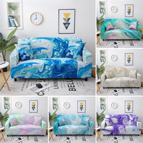 Colorful Marble Pattern Elastic Sofa Covers for Living Room Sofa Slipcover Home Sectional Couch Cover Sofa Towel 1/2/3/4 Seater