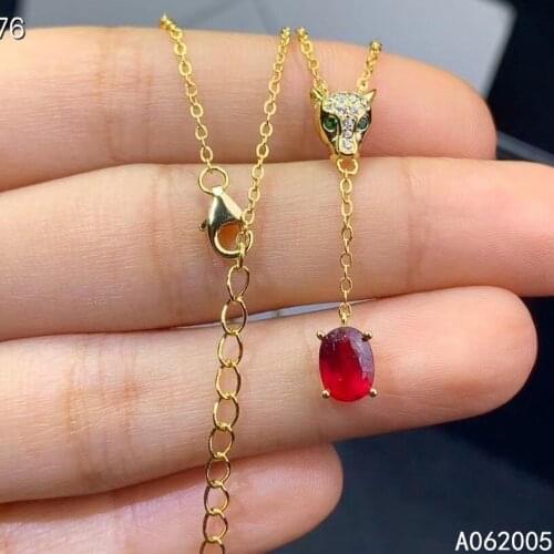 KJJEAXCMY Fine Jewelry 925 Sterling Silver inlaid Natural ruby Female new Pendant Necklace beautiful Support test hot selling
