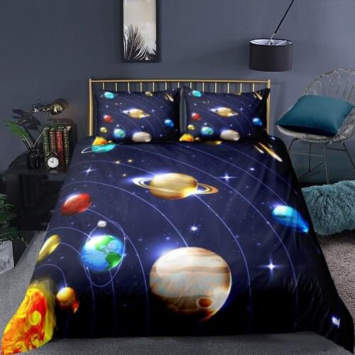 Planet Bedding Set Cartoon Kids Universe Fashion 3d Duvet Cover Sets Comforter Bed Linen Twin Queen King Single Size Luxury Boys