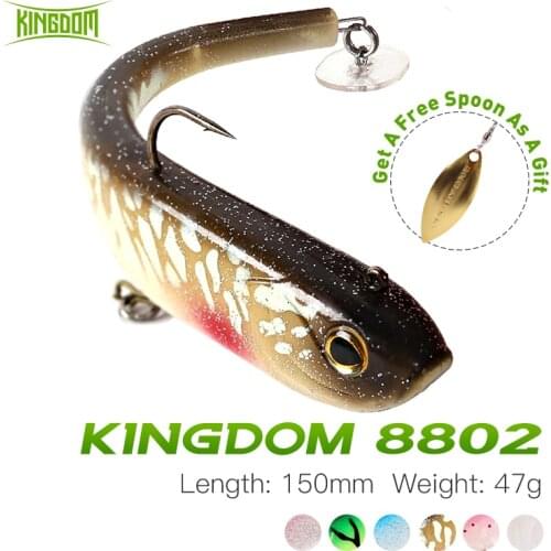 Kingdom Soft Lures 2020 150mm 47g Pesca Accesorios Artificial Silicone Soft Swimbait With Spoon On Tail For Seabass Pike Fishing