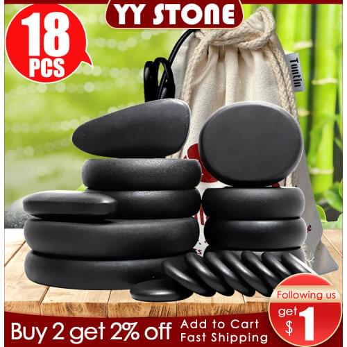 18pcs/set Hot Massage Energy Body Basalt Stone set Beauty Salon SPA with Thick Canvas healthcare back pain relieve massage set