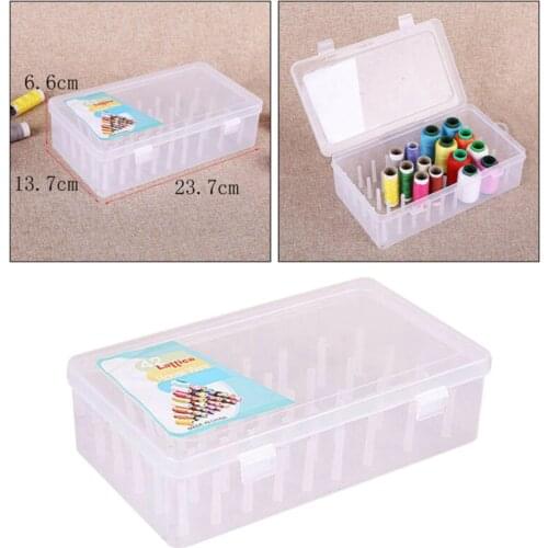 Thread Storage Box Transparent Plastic Bobbin Box Sewing Bobbins Threads Storage Sorting Case Organizer