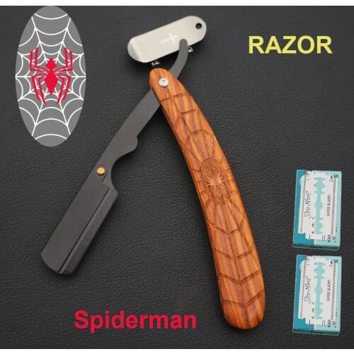 NEW spider woodhandle Manual razor mens shaving razor, professional barber Hair cut razors change blade type knife