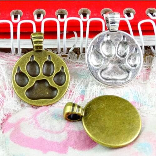 30PCS Antique Bronze Plated Bear Paw Print Charms Footprints Pendant For Jewelry Makings Necklace Earring Findings Accessory