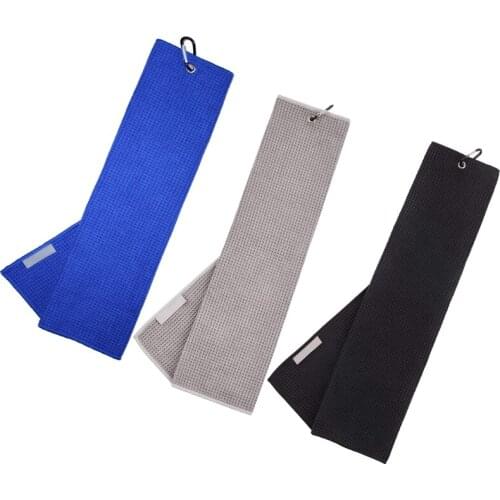Golf Towel 12\"×20\" Tri-fold Microfiber Waffle with Carabiner Clip for Golf Sport