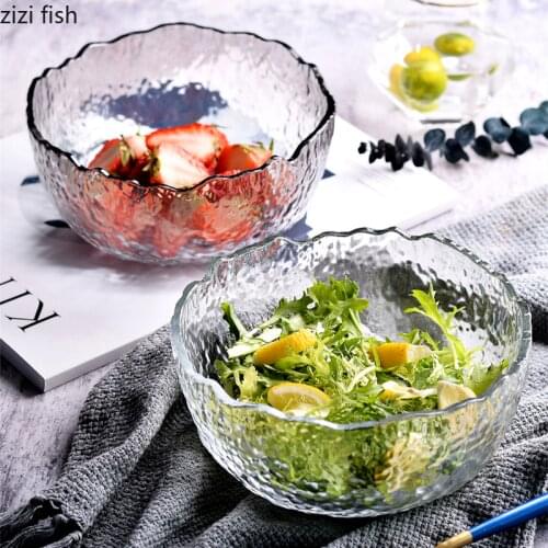 Transparent Gradient Glass Bowl Dessert Bowls Fruit Plate Salad Bowl Decorative Plate Household Tableware Snack Tray Soup Bowls
