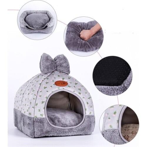 Hot Portable Rabbit Design Cat House with A Hole Warm Soft Pet Beds Tent Removable Washable Cats Nest Litter Puppy Kennel