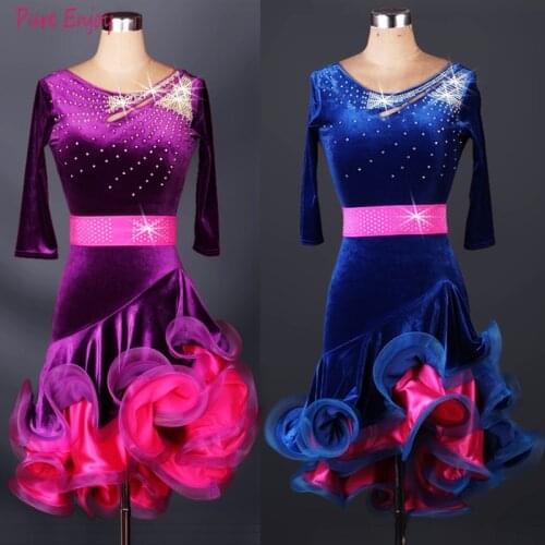 Dance Wear Latin Rhinestone Dress Woman Latin Dress Womens Rumba Ballroom Dresses Competition Costumes Girls Dancewear Tango