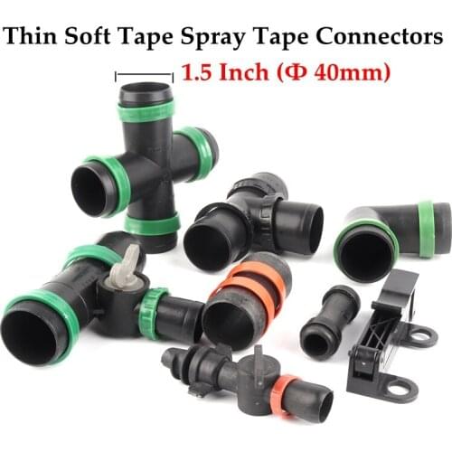 1.5"Φ40mm Thin Soft Spray Tape Connectors Irrigation Elbow Tee Connector Hose Valve Drip Hose Tube Joints Soft Pipe Fittings