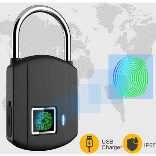 Smart Fingerprint Lock USB Charge Padlock Anti-Theft Security Keyless Rechargeable Electric Door Lock for Luggage Door-Padlocks