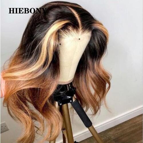 Highlight 1b27 Lace Front Human Hair Wigs with Baby Hair Brazilian Loose Wave 13x6 Highlight Wavy Lace Front Wigs Bleached Knots