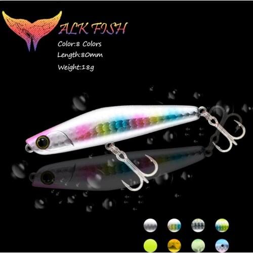 WALK FISH 1 Pcs 80mm/18g Fishing Lure Sinking Pencil VIB 3D Eyes Hard Bait Wobbler Treble Hook Fishing Artificial Hard Bait