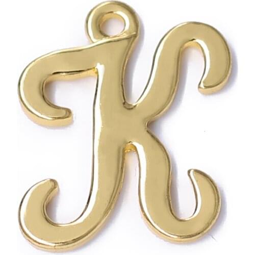 Yiwu factory produces golden English letter K metal pendant 26 alphabet A-Z jewelry charm DIY customizable