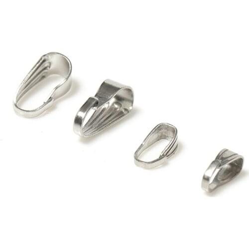 100pcs Stainless Steel Pendant Bails Clips & Pendant Connectors 6x2.5/9x3.9mm Clasps for Jewelry Making Findings Materials DIY