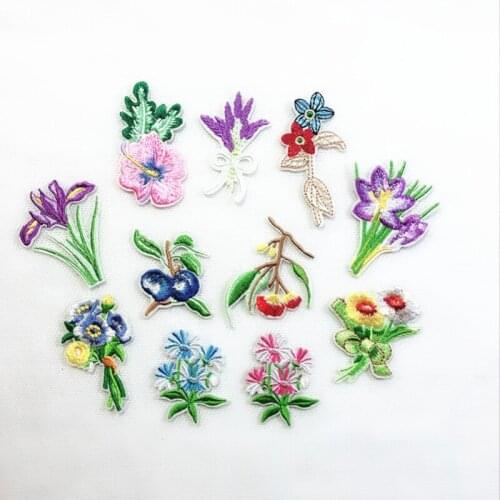 100pcs/lot Botanical Embroidery Patch Flower Bunch Clothing Decoration Backpack Sewing Accessory Diy Iron Heat Transfer Applique