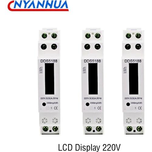 1P Single-phase Rail Meter LCD Display Electric Energy Meter 220V KWH Smart Home Type With High Accuracy