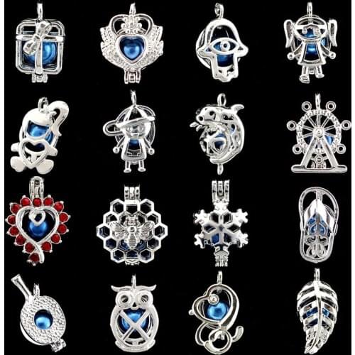 Cartoon Pendant Round Animals Girl Snowflake Cage Diffuser Perfume Locket Pendants For DIY Jewelry