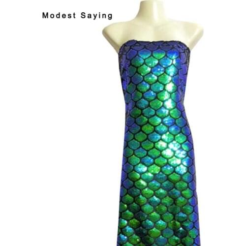Glitter Peacock Green Mermaid Fish Scales Sequins Fabric for Evening Dresses Sequins Cloth for Craft Paillette Mesh Decoration