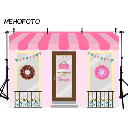 MEHOFOTO Donut Shoppe Photography Backdrops Theme Party Decorations Photo Background Cake Ice Cream Candy Birthday Banner