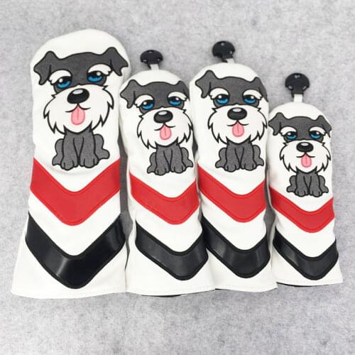 Golf Club #1 #3 #5 hybrid Wood Headcovers lovely dog Driver Fairway Woods cover PU Leather Head Covers Set Golf Accessories