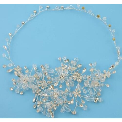 Crystal Bridal Hair Accessories Wedding Rhinestone Flower Rose Color Headpiece Party Prom Crown Bride Headdress Jewelry