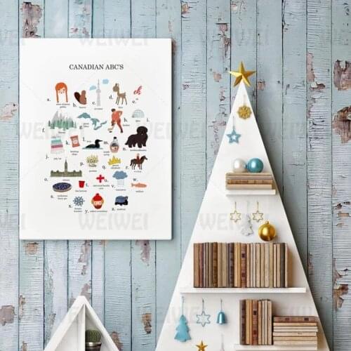 Canada Abc Alphabet Prints Educational Poster Gender Neutral Nursery Wall Art Picture Canvas Painting Kids Room Decoration