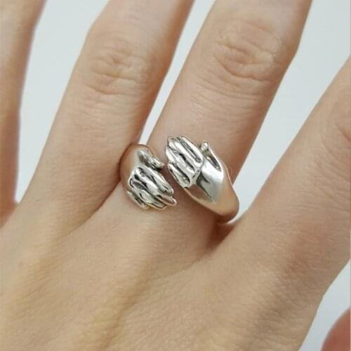 V Attract Cute Love Heart Hug Womens Ring Copper Adjustable Statement Rings for Women Rose Gold Bague Femme Anniversary Gift