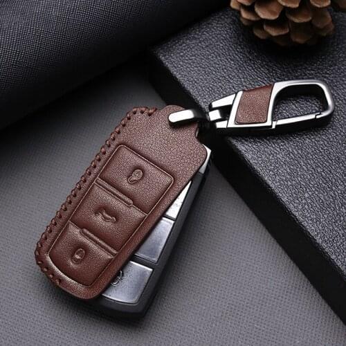 Leather Car Key Case Cover For For Volkswagen VW Golf 4 5 6 7 Mk7 Passat B5.5 B6 B8 B7 Polo Sharan Jetta 6 Key Ring Accessories