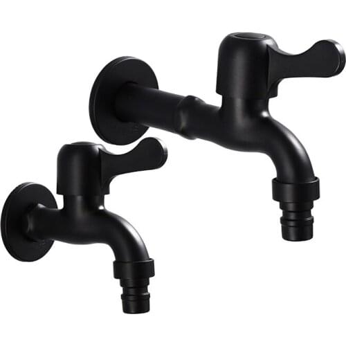 Stainless Steel Antique Washing Machine Tap Mop Pool Tap Black Cold Water Tap Bibcock Retro Wall Mount Garden Outdoor Water Tap