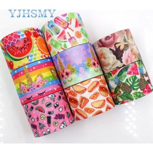YJHSMY G-18801-741,38 mm 5 Yards Fruit,flower Printed grosgrain ribbons,DIY handmade Hair accessories Material wedding gift wrap
