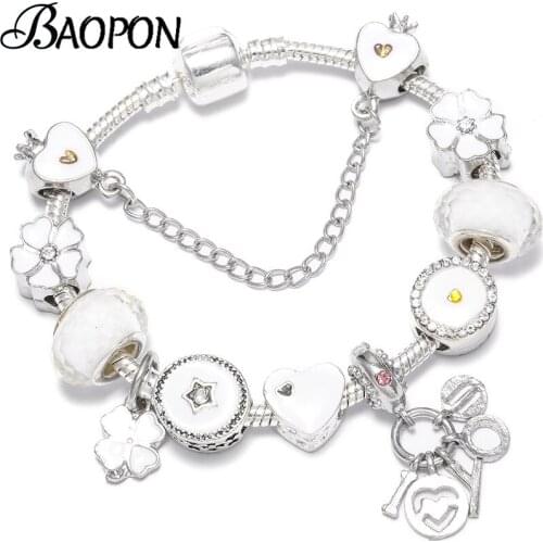 Love Heart Safety Chain Charm Bracelets With I LOVE YOU Pendant Fit Original Fine Bracelet As Couple Women Best Jewelry Gift