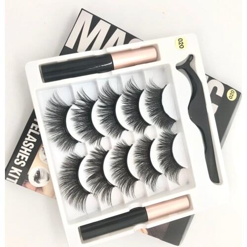 5 pairs of magnetic eyelashes, natural magnets, 2 magnetic eyeliner + tweezers, natural false eyelashes, eyelash gift box
