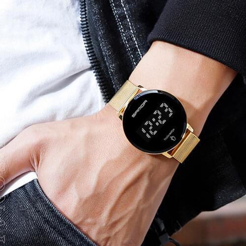 Fashion Sports Watches for Men Touch Screen LED Digital Display Casual Waterproof Stainless Steel Women Watches Gifts for Lovers